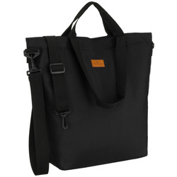 Große, schwarze Damen-Shopper-Tasche mit Reißverschluss und Außentasche, ein Hauptfach – Peterson