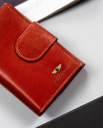 Mittlere Damen Geldbörse aus Leder mit Druckknopf – Peterson