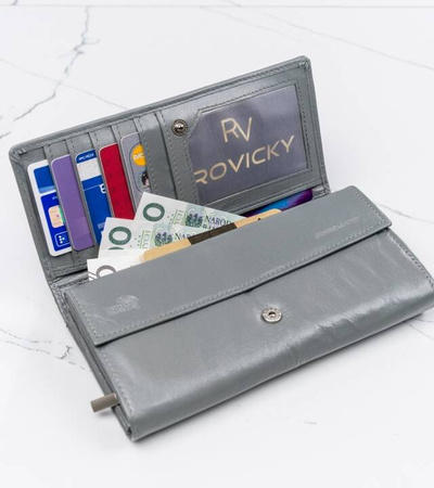 Damen Geldbörse aus Leder im Querformat mit Druckknopf – 4U Cavaldi