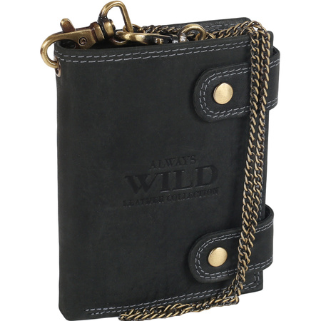 Attraktive Herren Geldbörse aus Leder mit Messingkette – Always Wild