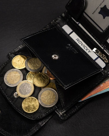 Damen Geldbörse aus Leder mit Druckknopf – Rovicky