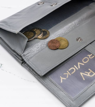 Damen Geldbörse aus Leder im Querformat mit Druckknopf – 4U Cavaldi