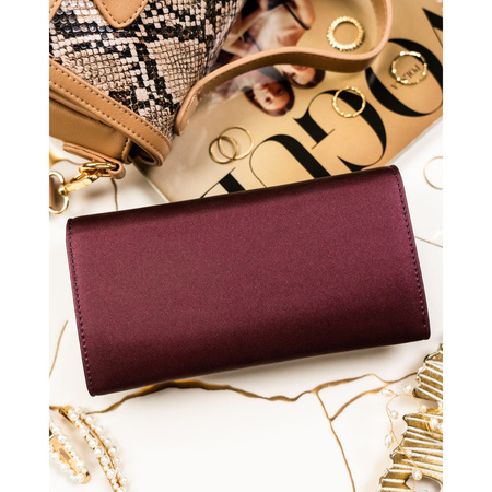 Damen-Geldbörse aus Natur- und Öko-Leder in violetter Farbe mit Druckknopfverschluss – Peterson