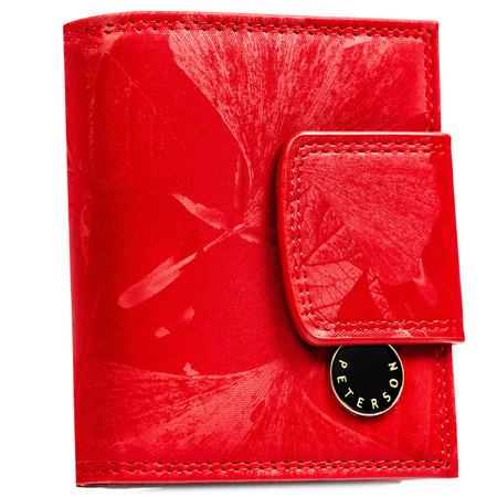 Kleine, rote Damen-Geldbörse aus Leder mit Bügelverschluss und Druckknopf - Peterson