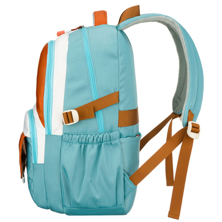 Blau-orangefarbener Schulrucksack mit Laptopfach, feuchtigkeitsbeständig – Peterson