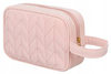Rosa Reisekosmetiktasche aus Öko-Leder mit Handgriff – Peterson
