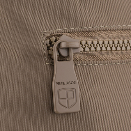 Beige Damen-Umhängetasche aus Polyester, aufgehängt an Griffen und einem abnehmbaren Gürtel - Peterson