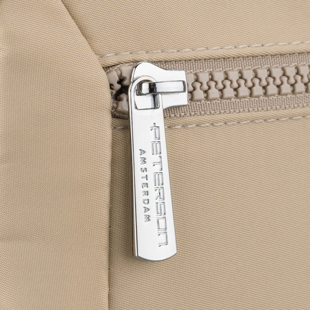 Damen-Handtasche aus Polyester in Hellbeige mit Reißverschluss - Peterson
