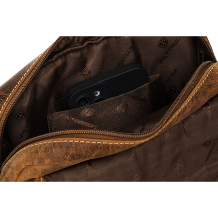 Herren-Umhängetasche aus Leder mit Klappe in Braun – Peterson