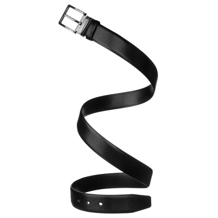 Breiter schwarzer Herren-Gürtel aus Öko-Leder mit silberner, klassischer Schnalle