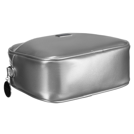 Modische silberne Damen Umhängetasche mit breitem und schmalem Schulterriemen im Set – Peterson