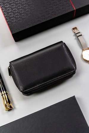 Großer Damen Geldbörse mit Druckknopf aus Leder – Peterson