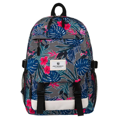 Sportlicher Schulrucksack mit Pflanzenmuster und Fronttasche – Peterson