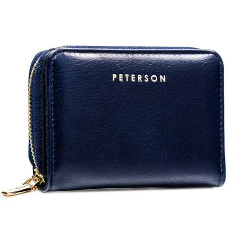 Kleine dunkelblaue Damen Geldbörse aus Öko-Leder mit RFID-Schutz – Peterson