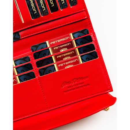 Rote, glatte Damen-Geldbörse aus Öko-Leder mit Magnetverschluss – Peterson