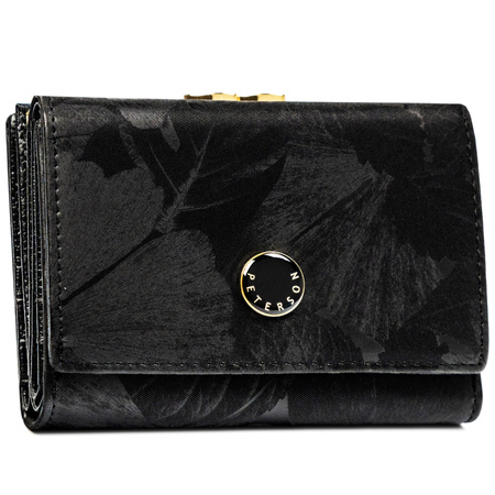 Elegante Damen-Geldbörse aus Natur- und Öko-Leder in Schwarz - Peterson