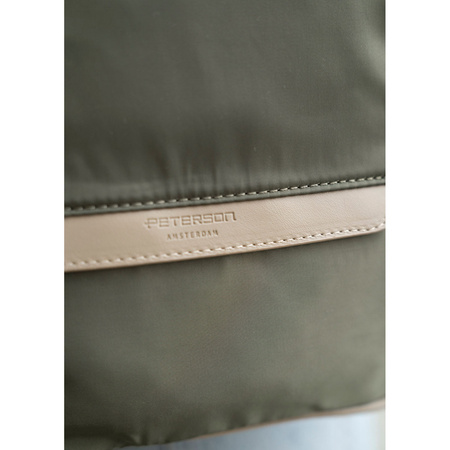 Grüner, städtischer Damen-Rucksack aus Nylon und Öko-Leder mit abnehmbarem Gürtel - Peterson