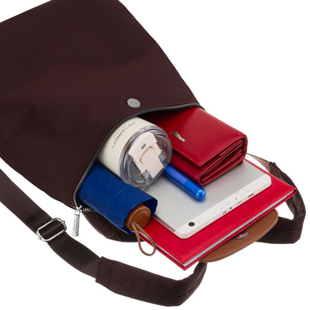 Bordeaux-Brauner Damen-Rucksack aus Polyester mit verstellbaren Trägern – Peterson