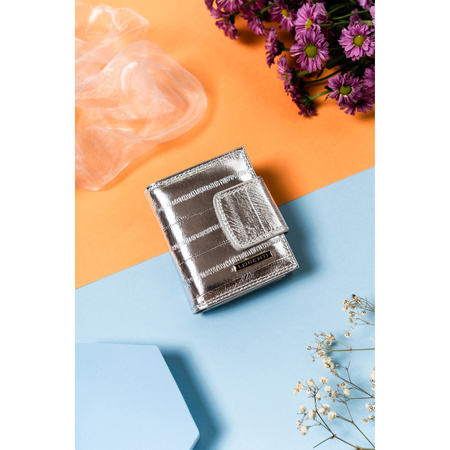 Elegante, kleine Damen Geldbörse aus Leder mit Bügel- und Druckknopf – Lorenti