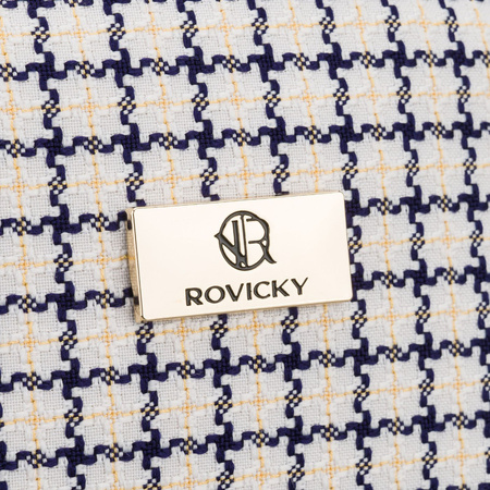 Beige-blaues Damen-Kosmetiktäschchen mit Karomuster, mit Reißverschluss – Rovicky