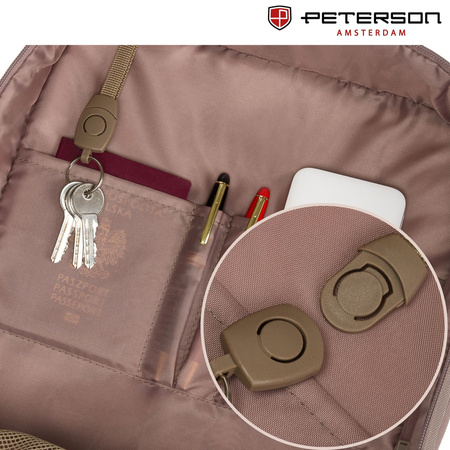 Beiger Reise-Rucksack aus Cordura mit USB-Anschluss – Peterson
