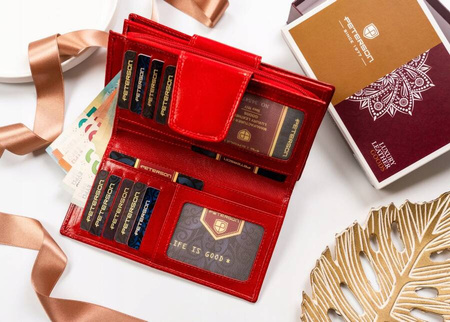 Geräumige Damen Geldbörse aus Leder mit Druckverschluss – Peterson