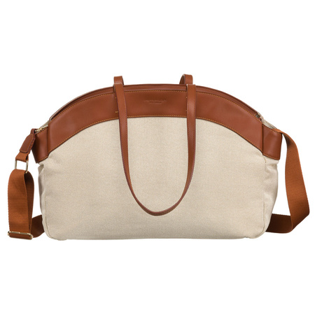 Große Damen Tasche aus Echtleder und Polyamidfaser in Beige-Braun – Peterson