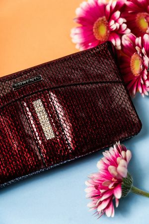 Große Damen Geldbörse mit Reißverschluss und Ziersteinen – Lorenti