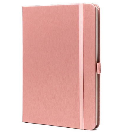 Rosa Notizbuch im B6-Format, bedruckt mit Punkten, ausgestattet mit einem Gummiband zum Verschließen - Peterson