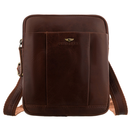 Herren-Schultertasche aus Leder in Braun mit einem Schlüsselmäppchen-Set – Peterson