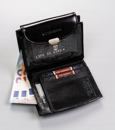 Damen Geldbörse aus Leder mit RFID-System und Druckknopfverschluss – Peterson