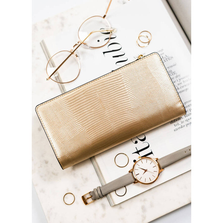 Elegante Damen Geldbörse mit Lackklappe und Reptilprägung – Peterson