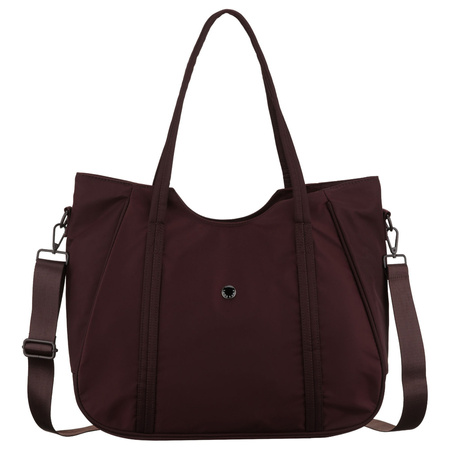 Bordeauxfarbener Damen-Shopper aus Polyester, einteilig und mit Reißverschluss – Peterson