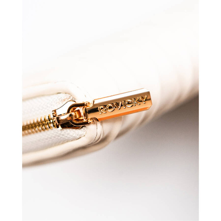 Weiße Damen Federmäppchen-Geldbörse aus Öko-Leder mit Faltenstruktur – Rovicky