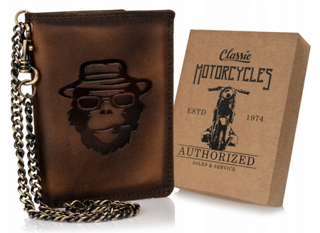 Große Herren Geldbörse aus Leder mit Kette