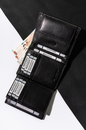 Herren Geldbörse Leder vertikal mit RFID-Schutz – Rovicky