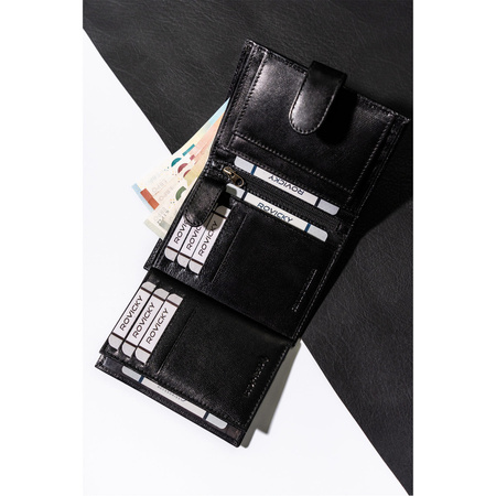 Vertikale Herren Geldbörse mit RFID-Schutz und Verschluss – Rovicky