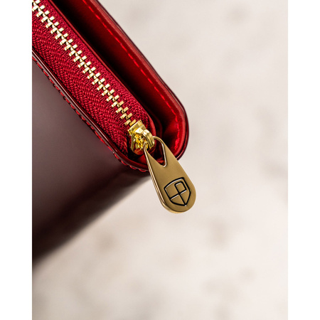 Lackierte, vertikale Damen Geldbörse aus Leder in Rot – Peterson