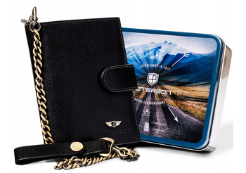 Mittelgroße Herren Geldbörse aus Leder mit Kette – Peterson