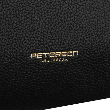 Schwarze Damen-Shopper aus Öko-Leder mit praktischem Etui im Set - Peterson