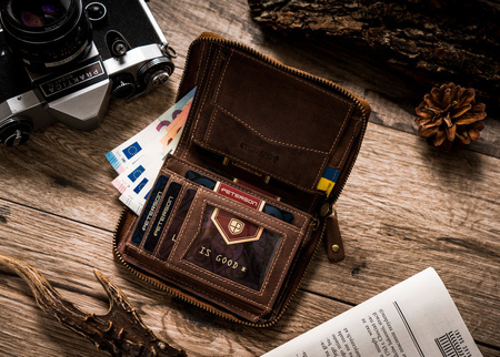 Herren Geldbörse aus Leder mit ukrainischem Wappen und Farben – Peterson