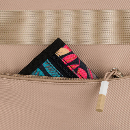 Praktischer Schulrucksack aus Polyester in Beige mit einer zusätzlichen Tasche und Platz für eine Trinkflasche - Peterson