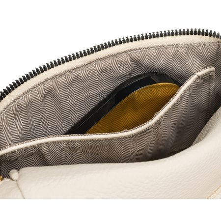 Hellbeige Damen-Bauchtasche aus Kunstleder mit Nieten verziert – Peterson