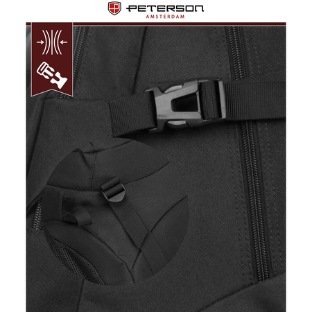 Schwarzer, militärischer Rucksack mit Kompressionsriemen – Peterson