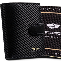 Herren Geldbörse aus Leder für Karten mit Carbon-Design – Peterson