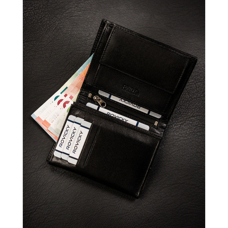 Vertikale Herren Geldbörse aus schwarzem Leder ohne äußeren Verschluss – Ronaldo