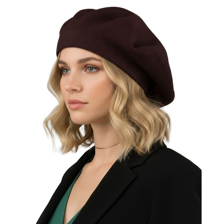 Braunes, universelles Damen-Barett aus Acryl – Rovicky