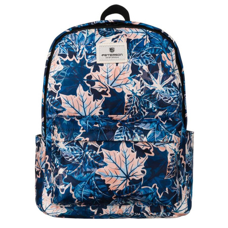 Schulrucksack mit blauen und rosafarbenen Blättern, verstellbare Schultergurte – Peterson