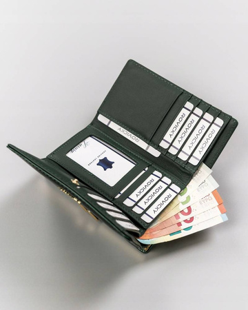 Damen Geldbörse aus Leder mit Bügel- und Druckknopfverschluss – Rovicky