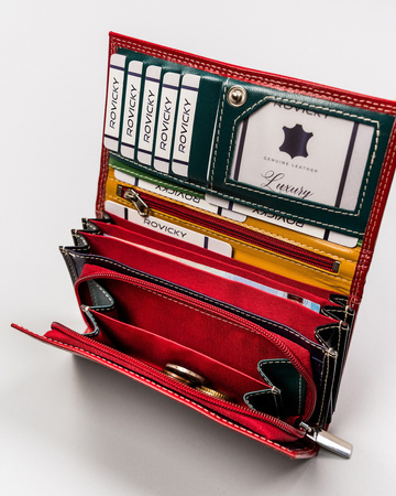 Große Damen Geldbörse aus Leder mit RFID-Schutz – Rovicky